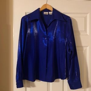 Iridescent blue blouse